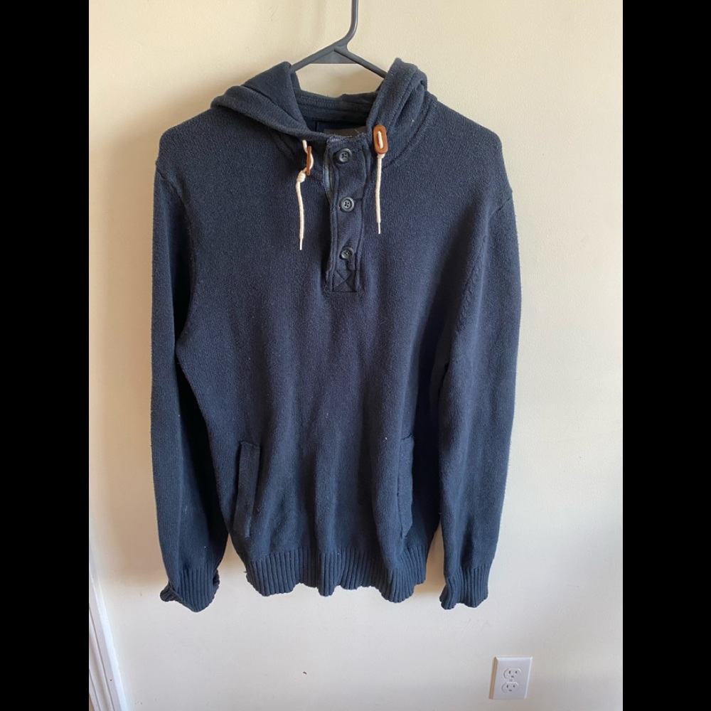 H&M LOGG Navy 1/4 Zip Pullover Hoodie Size M
